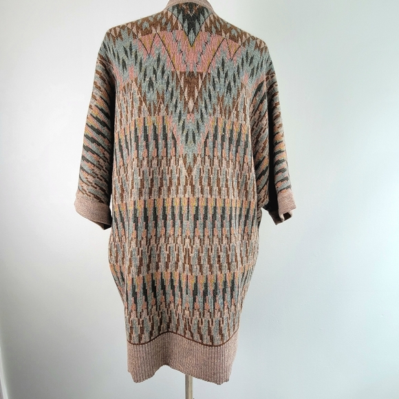 Peruvian Connection Long Multicolor Knit Open Cardigan SZ M - Picture 5 of 12